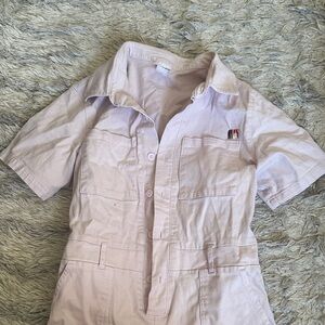 Light Pink Short Sleeve Shorts Jumpsuit